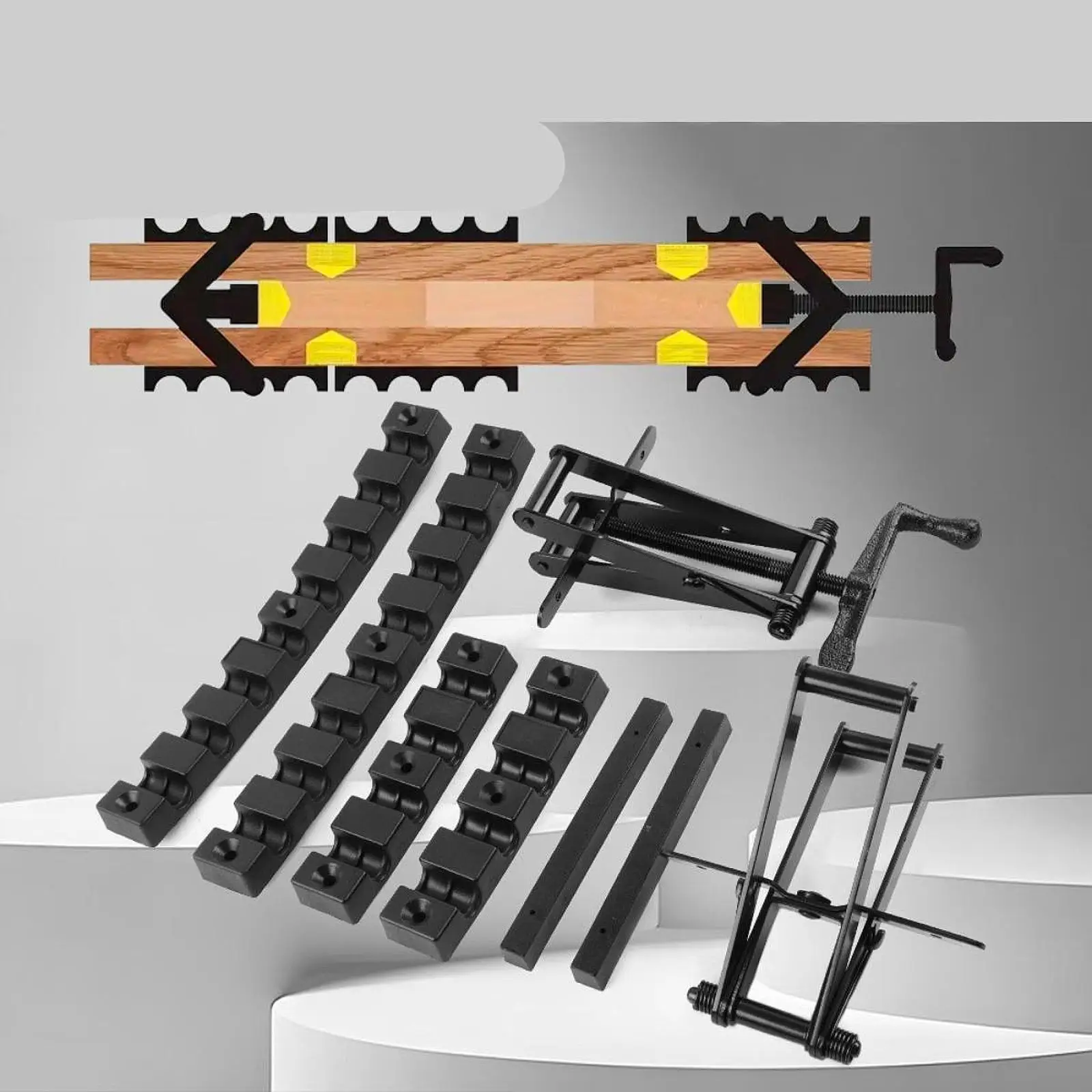 

Pressure Clamp Set Supplies Portable Length Adjustable Easy to Assembly Panel Fixed Clip for DIY Furniture Woodworkers