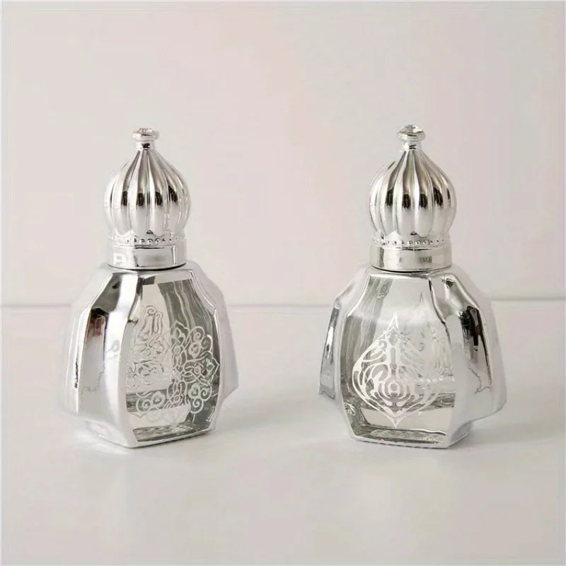 2pcs/set Random Patterns Essential Oil Roller Bottle Refillable Perfume Bottle Glass Roll-On Bottle Cosmetics Container