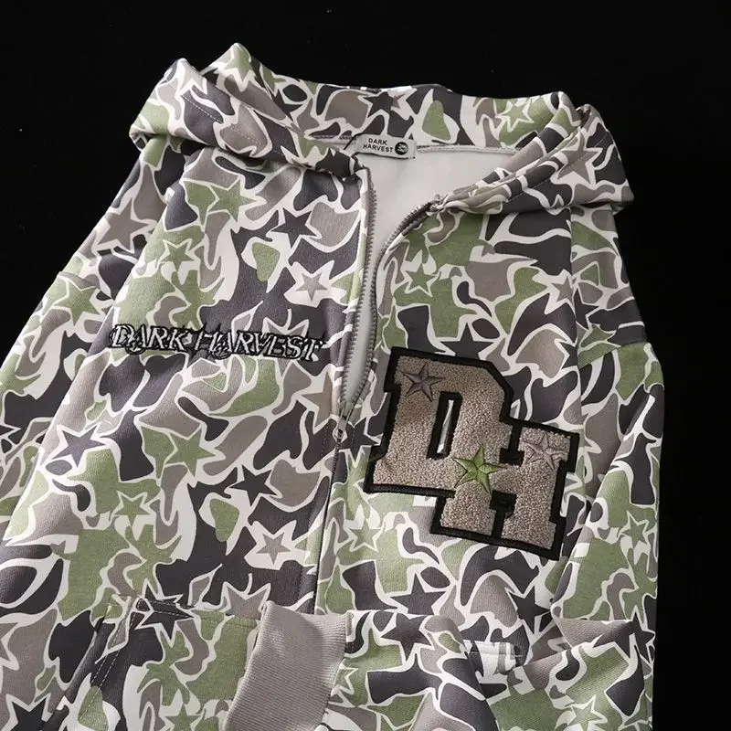 Sweats à capuche brodés Demon Respzed pour femmes, sweat-shirt gothique, sweat à capuche zippé, vêtements Streetwear pour couples, CamSolomon Harajuku, Y2K