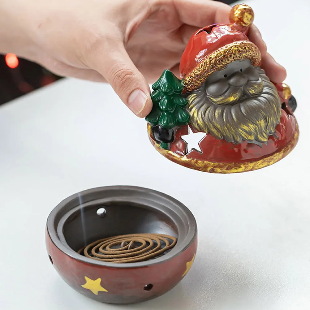 

Santa Claus Censer Ceramic Incense Burner Xmas Themed Aromatherapy Censer Exquisite Christmas Desktop Ornament