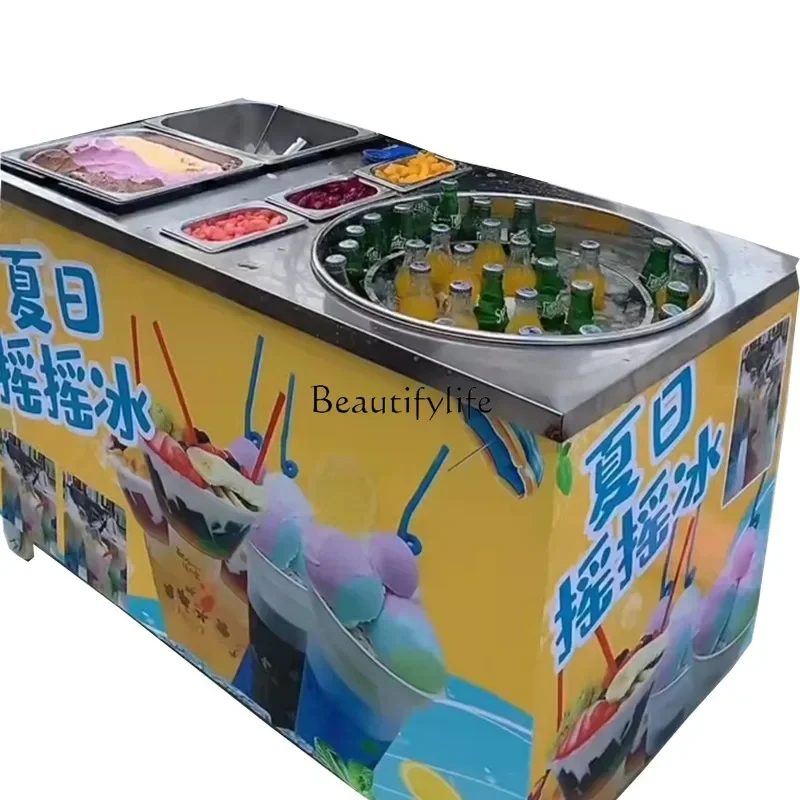

FG17Summer Shaking Ice Machine Stall Tools Hand Ice Cream Smoothie Integrated Equipment Cart