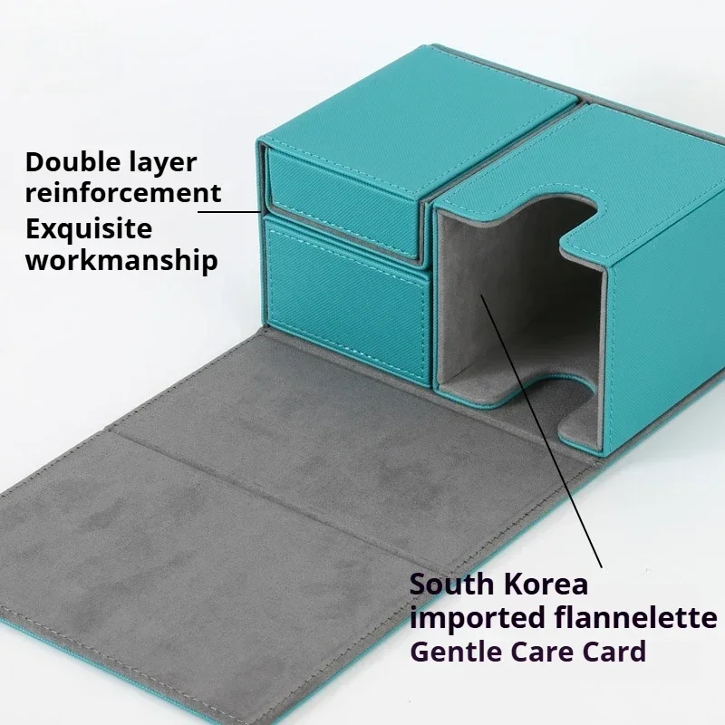 

Коробка для колоды карт с лотком для игральных костей для карт MTG 200+ Коробка для хранения карт Подходит для TCG CCG Коллекционный чехол для карт из искусственной кожи с сильным магнитом