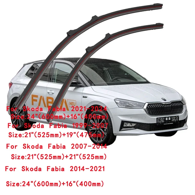 

For Skoda Fabia 1999-2024 Car Windshield Wiper Blade Front Windscreen Brushes Washer Accessories Cleaning Replacement Parts