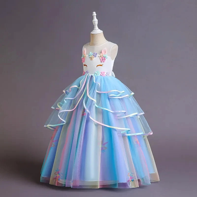 Robe de princesse longue pour filles, robe de soirée formelle pour enfants, vêtements de fête pour enfants, première communion, mariage, anniversaire, éducatif, nouveau