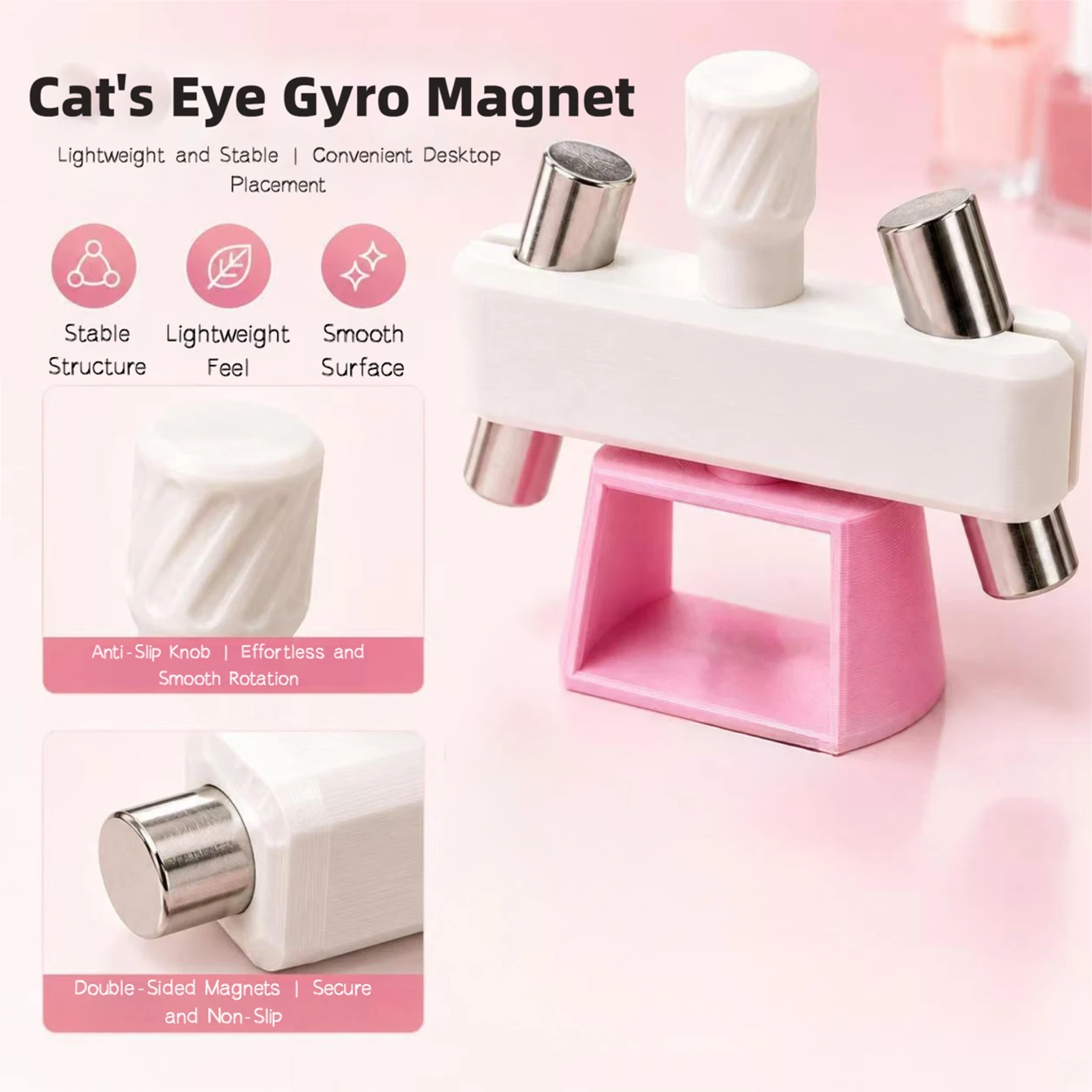 2026 New Rotating Gyro Cat Eye Magnet Tool, One-Step Molding Portable Auto Rotate Cat Eye Nail Art Helper for Manicurists