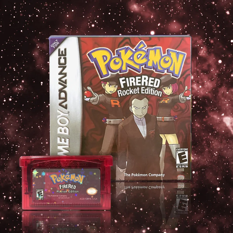 EUA ESP Pokémon foguete firered 1M Flash cart 32M + 1M Flash (128kib) GBA Cartucho de jogo Console de jogo Cartão Rom Hack Espanhol Inglês