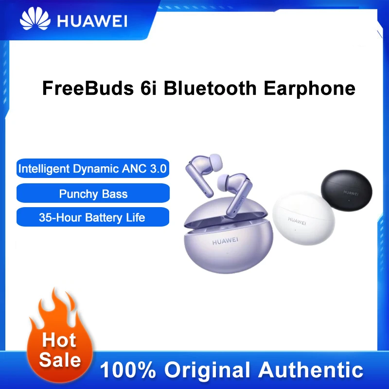 

Huawei FreeBuds 6i Wireless Headphones Intelligent Dynamic ANC 3.0 Sport Earphones Punchy Bass Headset 35-Hour Battery Life