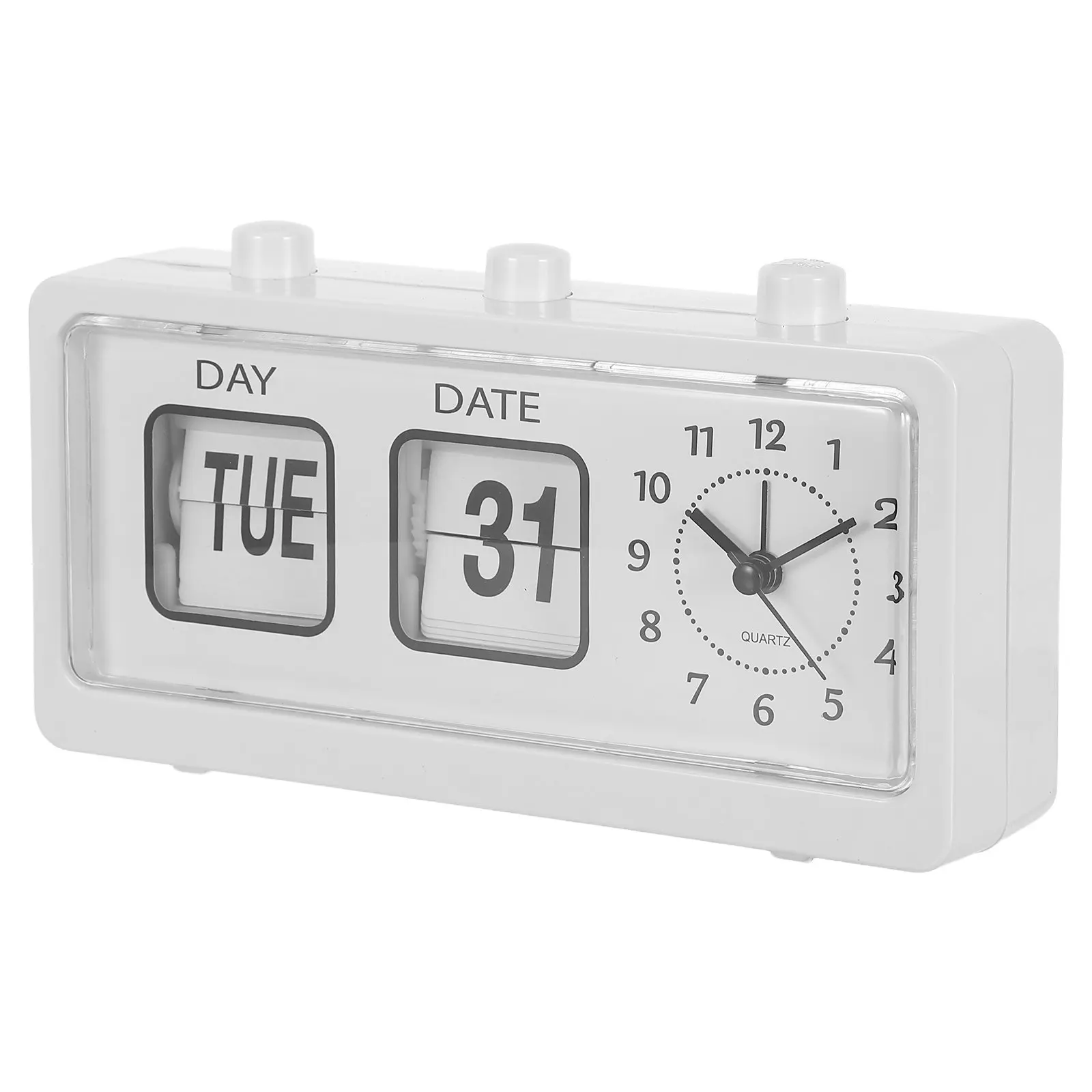 Retro Manual Flip Clock with Calendar Function - Easy Read Day Date Display for Children's Bedroom Office Desk -