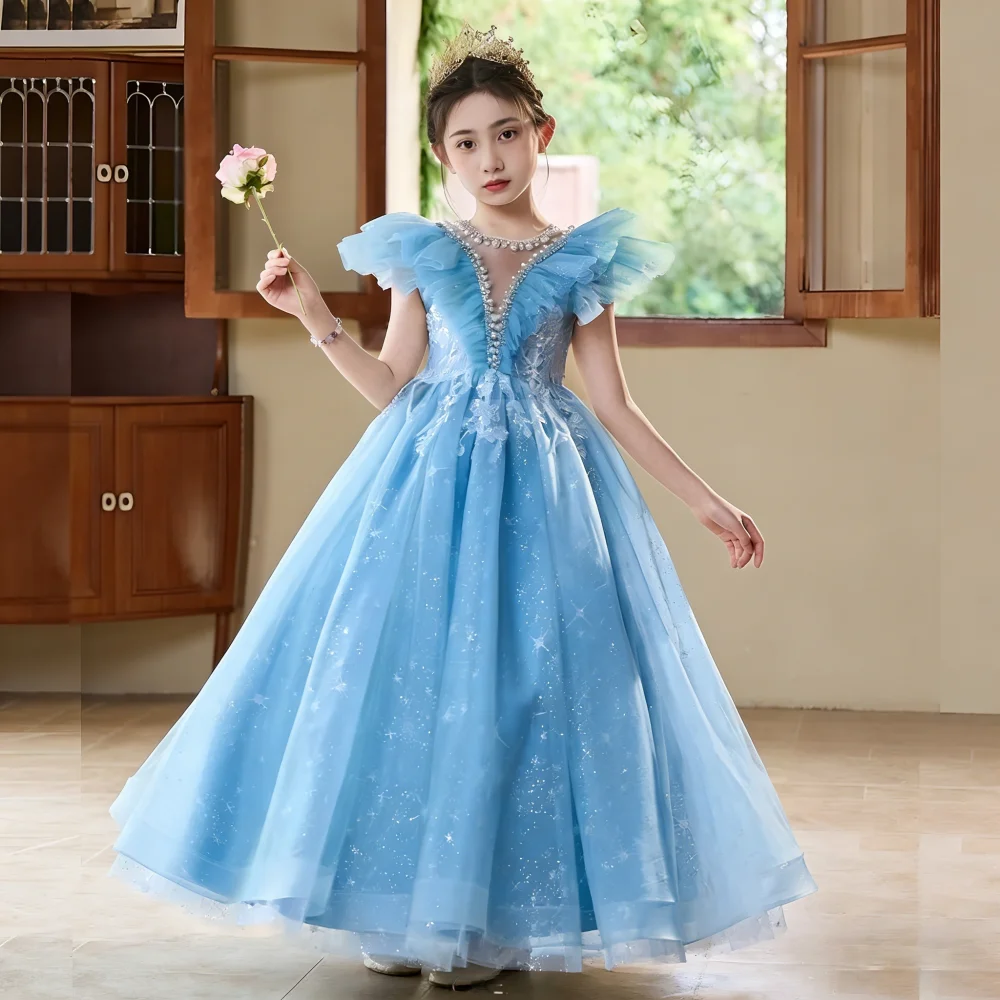 

Party Dress 2026 Girls Princess WeddingPiano Recital Performance Flower Girl Formal Wear Birthday Gown Kids Pageant Host Outfit