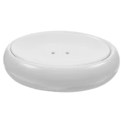 White Oval Ceramic Soap Dish Double Layer Drainage Holder Case Portable Soap Dishes Ellipse Shape Decorative Soap Tray