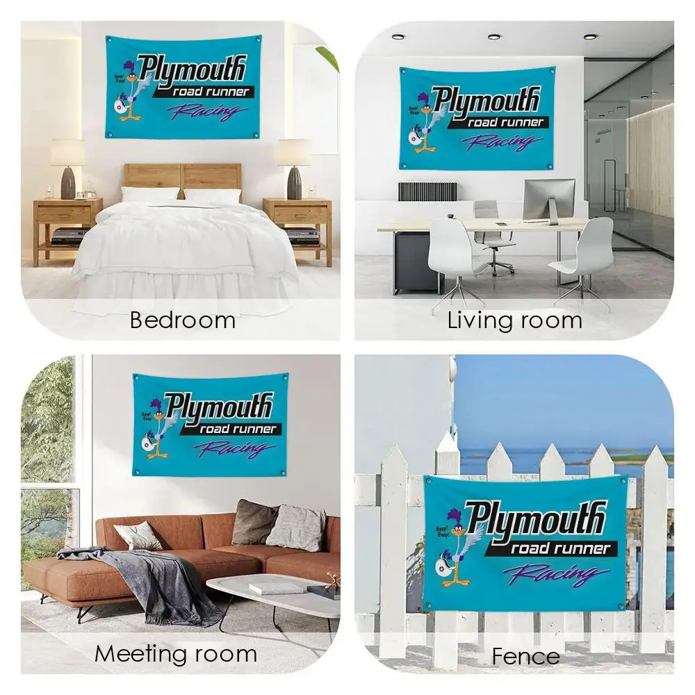 Road P-Plymouth R-Runner Yard Idea Flags Custom Wall Hanging Background Art Banner for Bedroom Home Living Room Outdoor Decor view 3