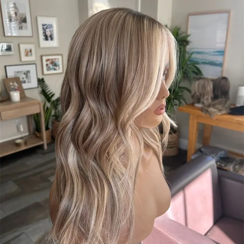 

Женский парик 13x4 с омбре и коричневыми прядями, синтетический парик с кружевной передней частью, имитация человеческих волос, волнистый, в стиле Beach Vibes, 14 дюймов