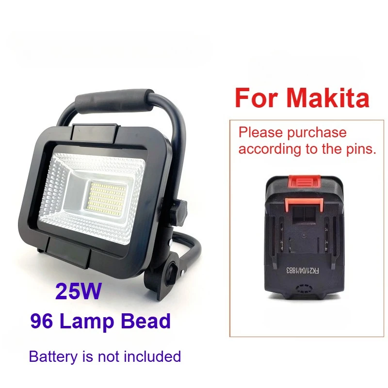 Cordless Led Work Light for Makita/Milwaukee 18V/Dewalt 20V Li-ion Battery Fishing Outdoor Working Emergency Lamp(NO Battery)