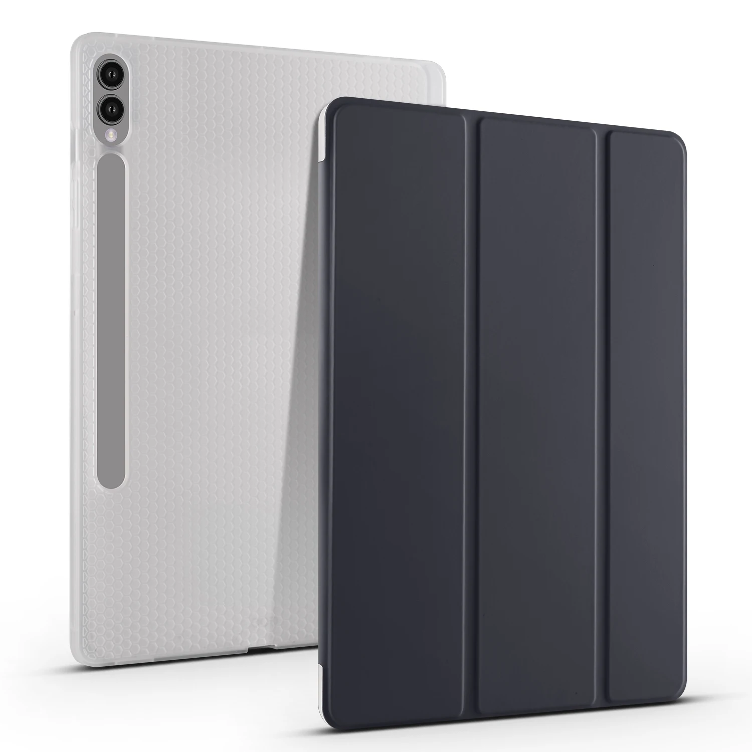 

Для Samsung Galaxy Tab S9+ Чехол Tri-Fold Stand Противоударный чехол для планшета с гнездом для ручки - черный