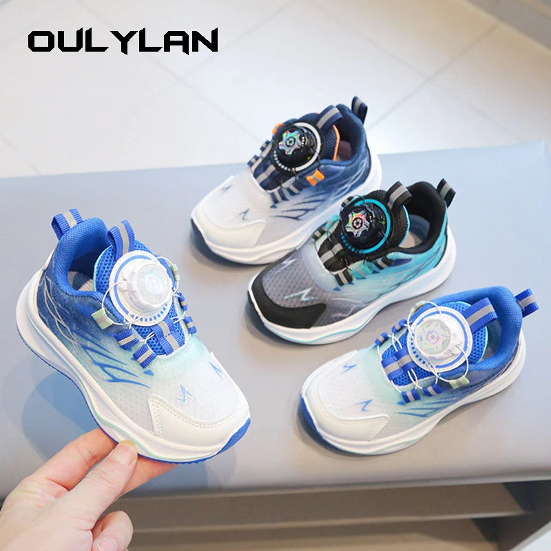 

OULYLAN 2024 Spring Sports Shoes Fashion Boy Running Shoes Girls Soft Sole Elasticity Shoes Knit Mesh Sneakers Size 27-32