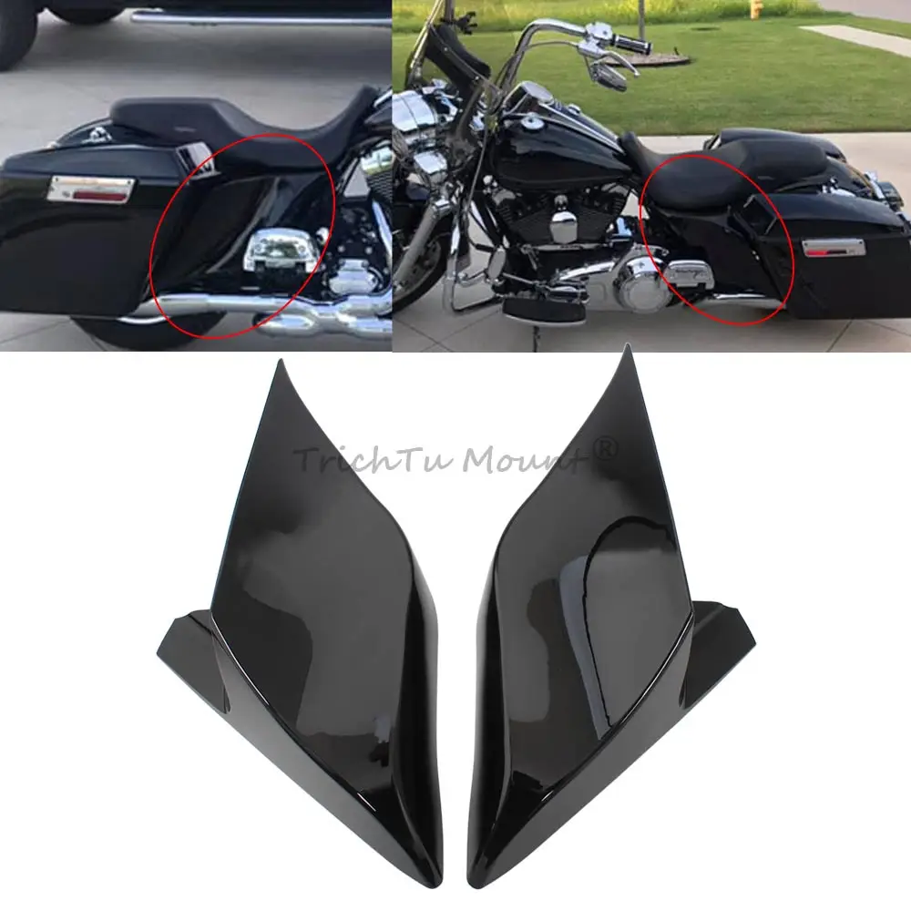Motorcycle Saddlebags Stretched Side Cover For Harley Road King Electra Road Glide CVO FLTRX 2009-2013 ABS Black Extended Panels