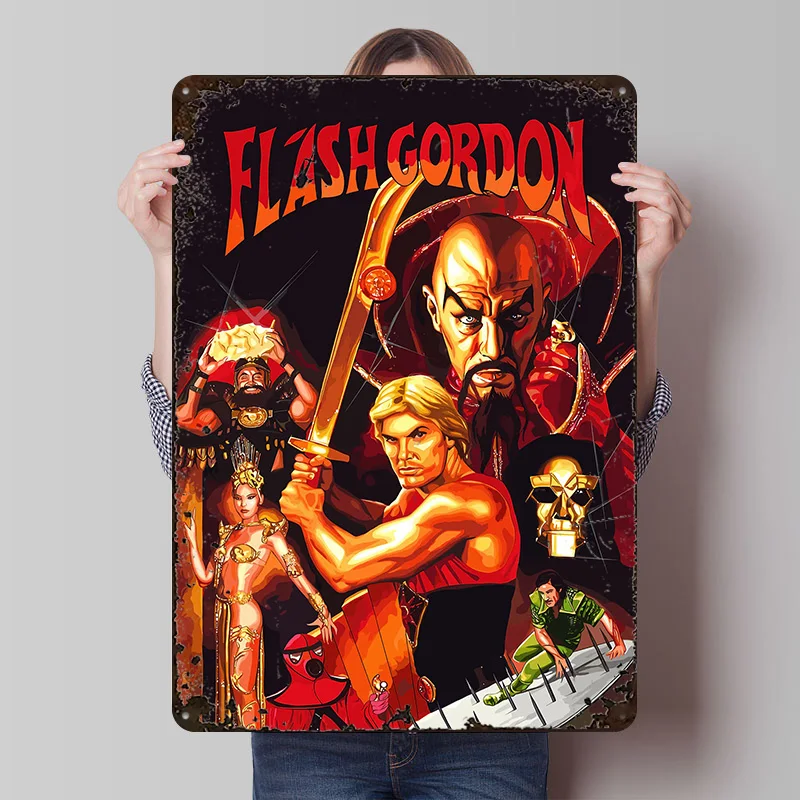 Flash Gordon Movie Art Tinplate Poster Customized Wall Art Retro Vintage Metal Signs for Fans Home Decor Living Room Wand Deko