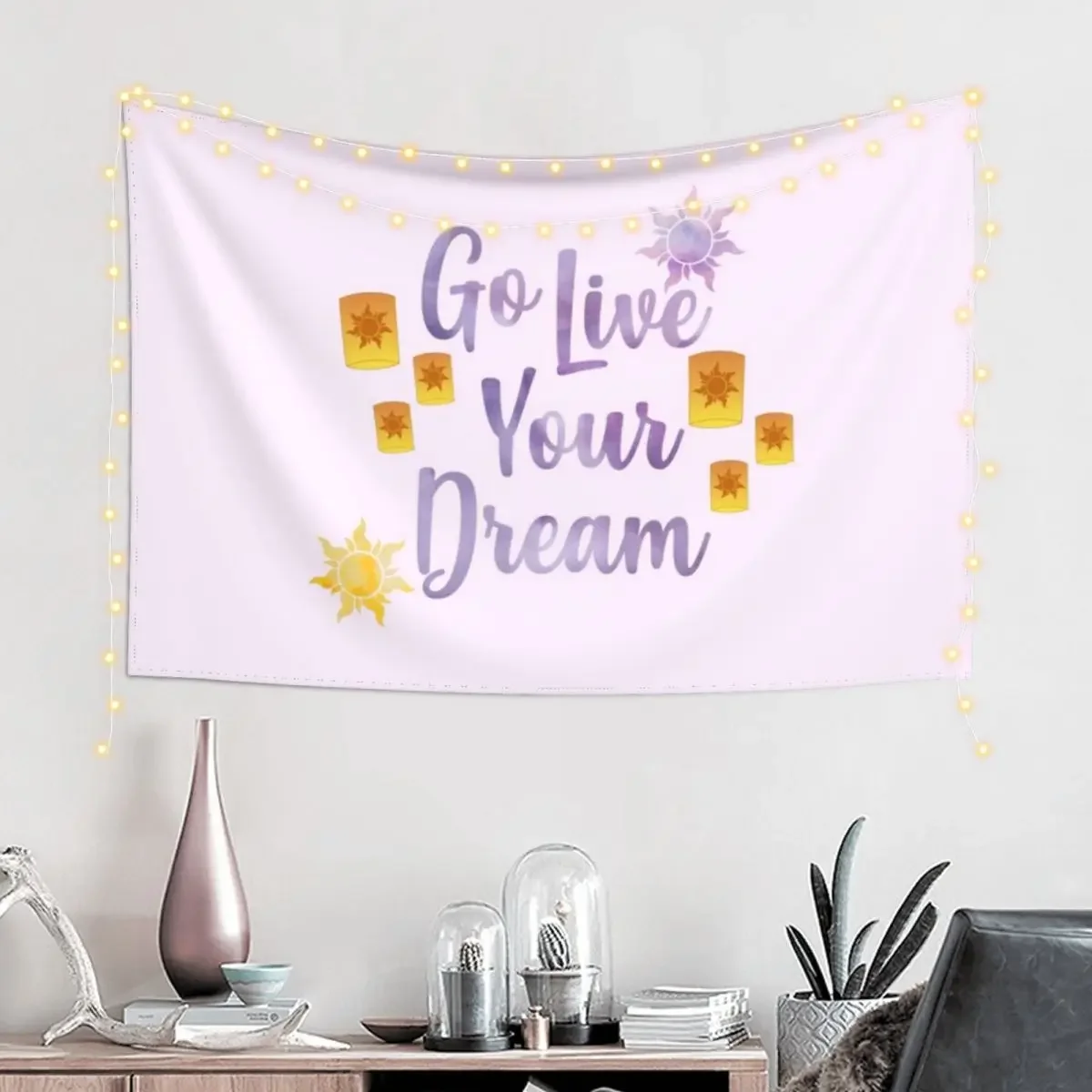 Go Live Your Dream Tangled Tapestry Room Decore Aesthetic Hanging Wall Wall Carpet Tapestry