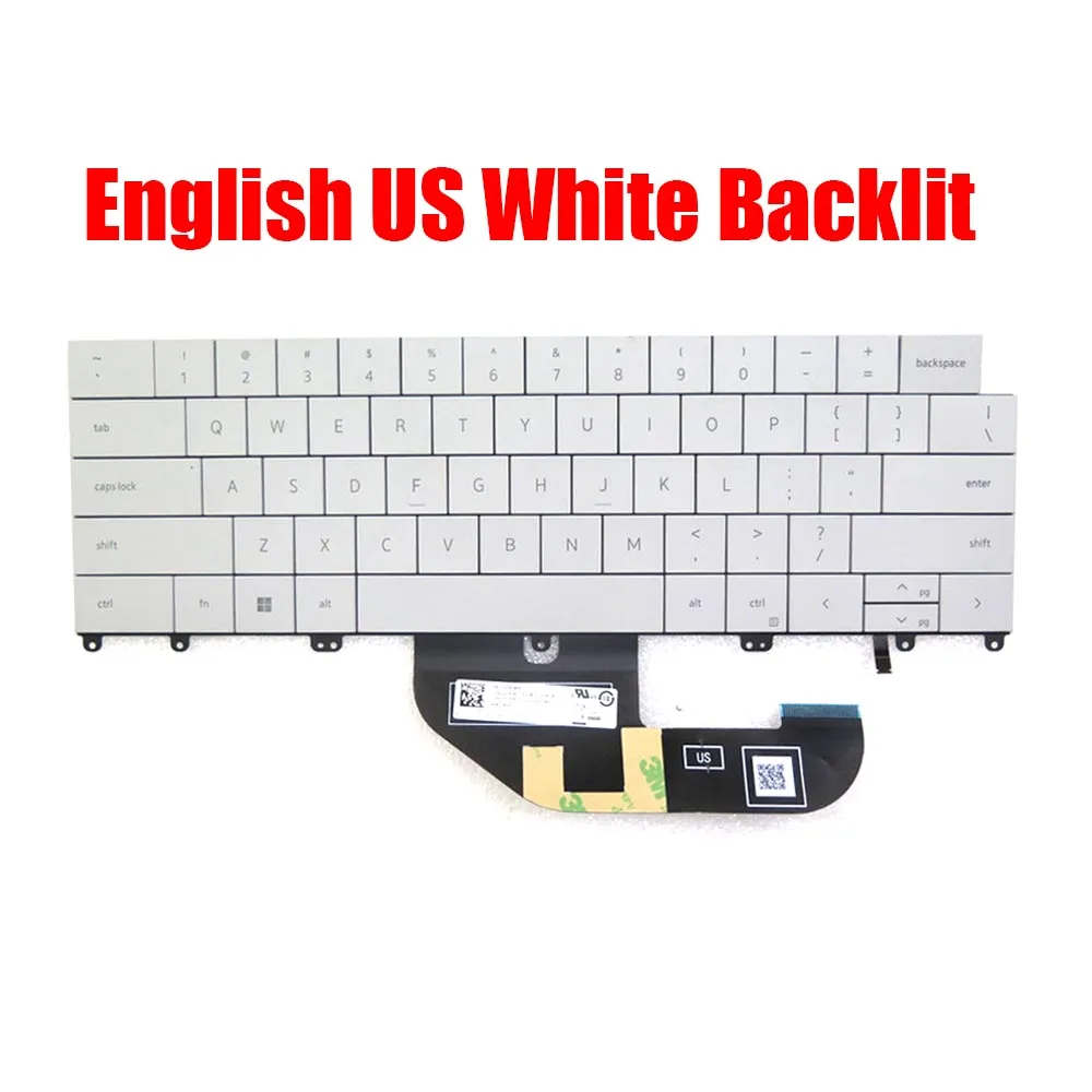 US Laptop Keyboard For DELL For XPS 13 Plus 9320 0M6VRM M6VRM PK133OM1B01 SG-B1211-XUA English White With Backlit New