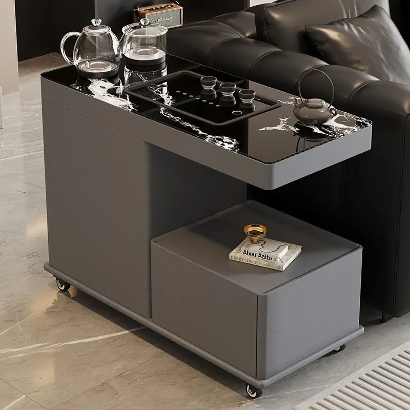 Microcrystalline Glass Edge Sofa Side Table with Automatic Boiling Water Tea Maker Minimalist Luxury Small Balcony Tea