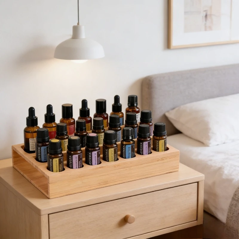Pine Wood Essential Oil Storage Box, 24 Holes Roller Bottle Display Stand, Home Decor Organizer view 2