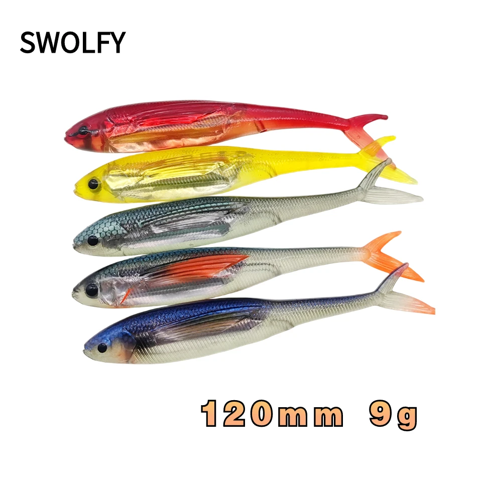 

SWOLFY 2PCS New 2023 Silicone Bait Paddle Tail Shad Worm Lifelike soft bait 9g 12cm Swimbaits Freshwater Bass Trout fishing lure