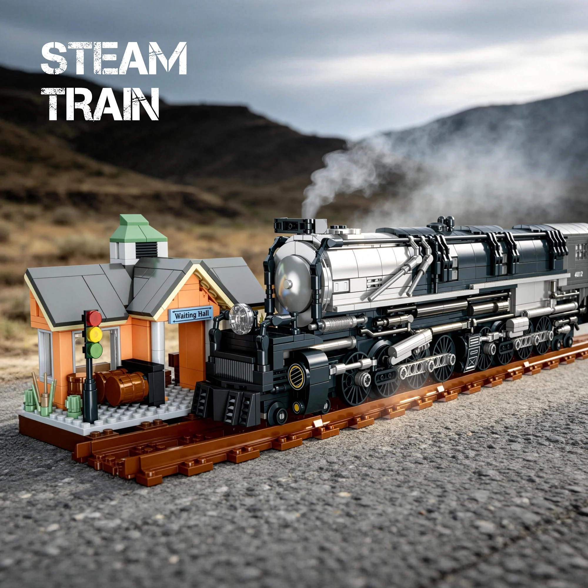 

Wild West Steam Freight Train Building Blocks Set - Classic Locomotive Model Creative Building Kit for Adults & Teens