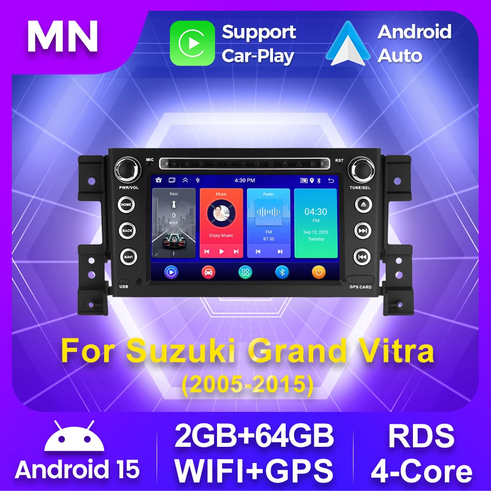 

7inch Android 15 Car Radio For Suzuki Grand Vitra 2005-2015 GPS Multimedia Player Car intelligent system Wireless Carplay Auto