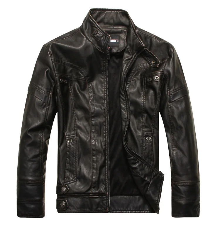 

Men's Leather Jacket Standing Collar Short Bicycle Windbreak PU Jacket Coat High-quality Fashion Casual Men's Motorcycle Jackets