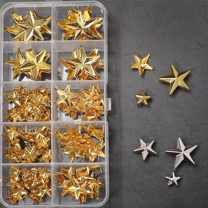 100 szt. 5 nitów z pazurami w metalowym kształcie gwiazdy Nailheads kolca DIY do toreb na ubrania pasek do butów akcesoria odzieżowe 10mm-20mm