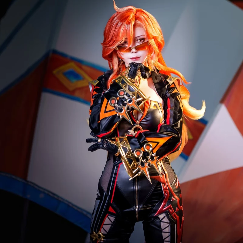 Game Genshin Impact Mavuika Cosplay Costume Pyro Archon Uniform Women Sunglasse Wig Fullset Performance Halloween Carnival Party