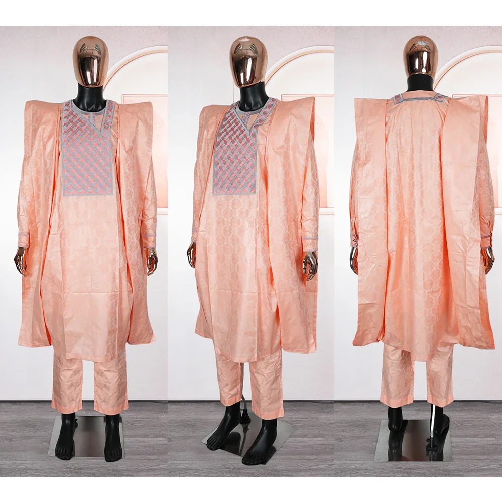 ملابس أفريقية جديدة للرجال Dashiki تقليد الزي رداء التطريز بلايز السراويل الدعاوى بازان مسلم ملابس حفلات الزفاف