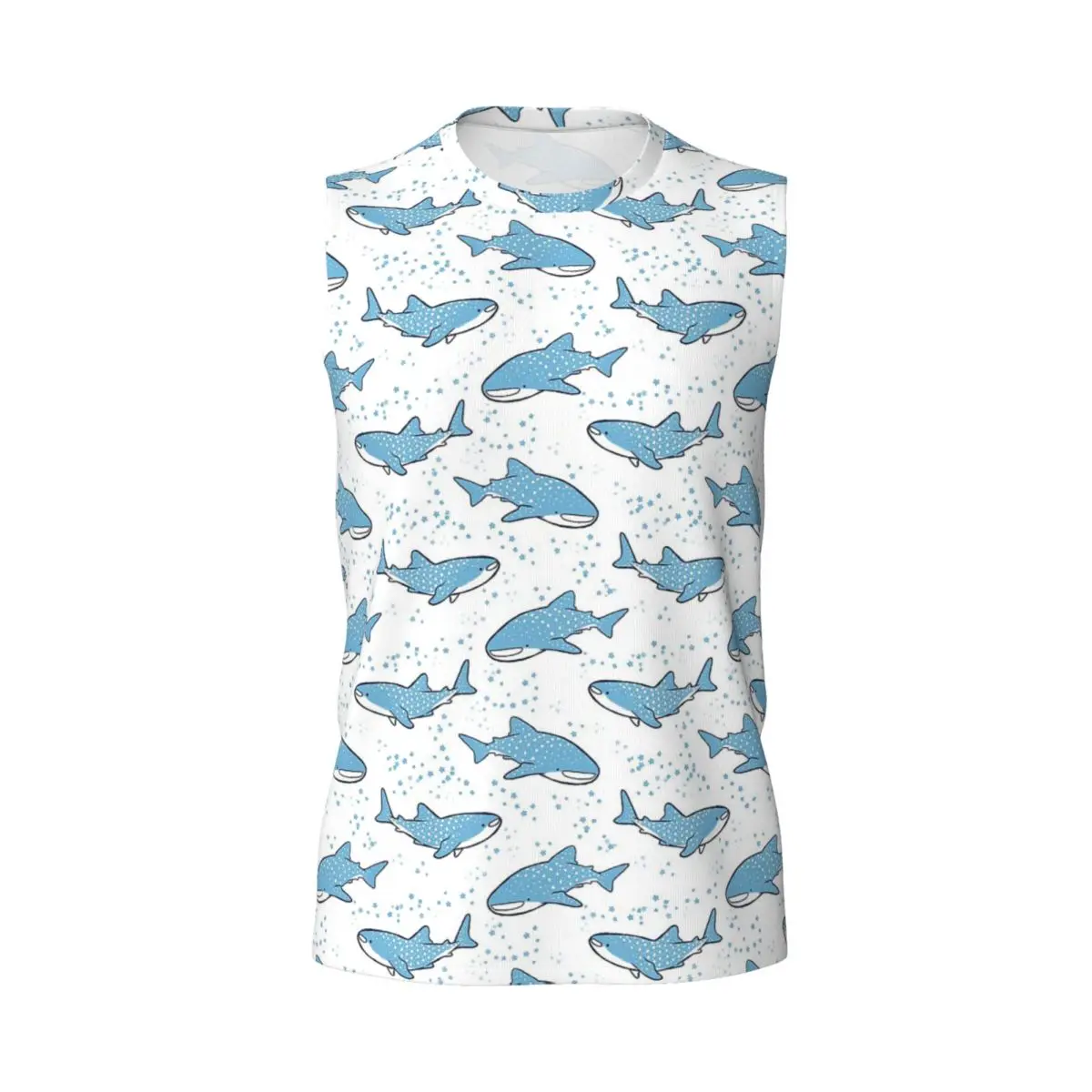 Starry Whale Sharks Men Printed Sleeveless T-shirt Casual Hip Hop Street Style Beach Holiday Tank Tops