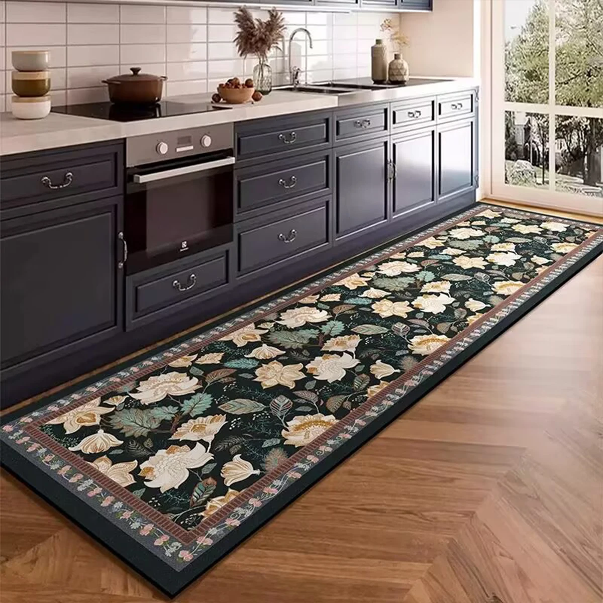 

Hallway Carpet Corridor Runner Long Floor Mat Machine Washable Non-slip Bedroom Bedside Foot Mats Green Rug Home Decoration Rugs