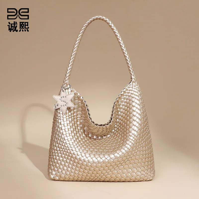 

Корейская версия вместительной сумки-тоут для мамы и ребенка, плетеная вручную, городская сумка через плечо, простая модная сумка-тоут