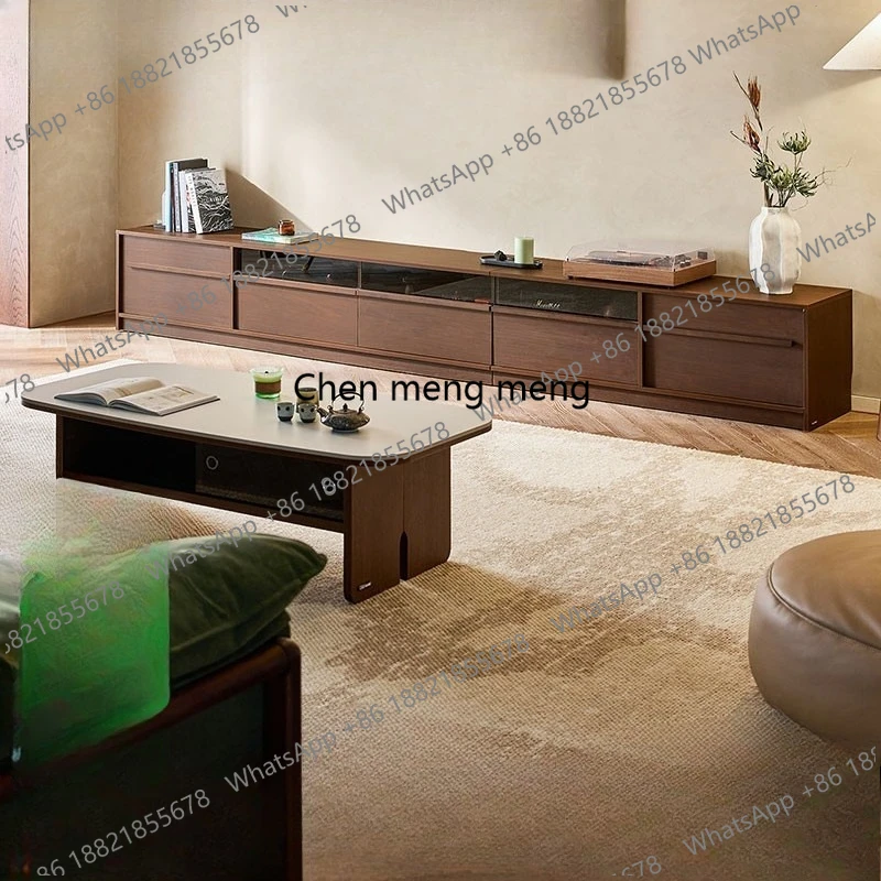 Home antique skeleton line TV living room new floor storage coffee table wood industry
