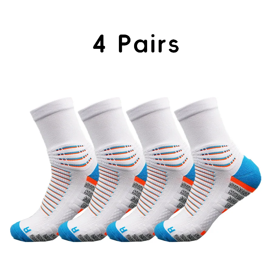 

4 Pairs Sports socks, practical basketball socks, badminton running socks, thickened shock-absorbing mid tube towel bottom