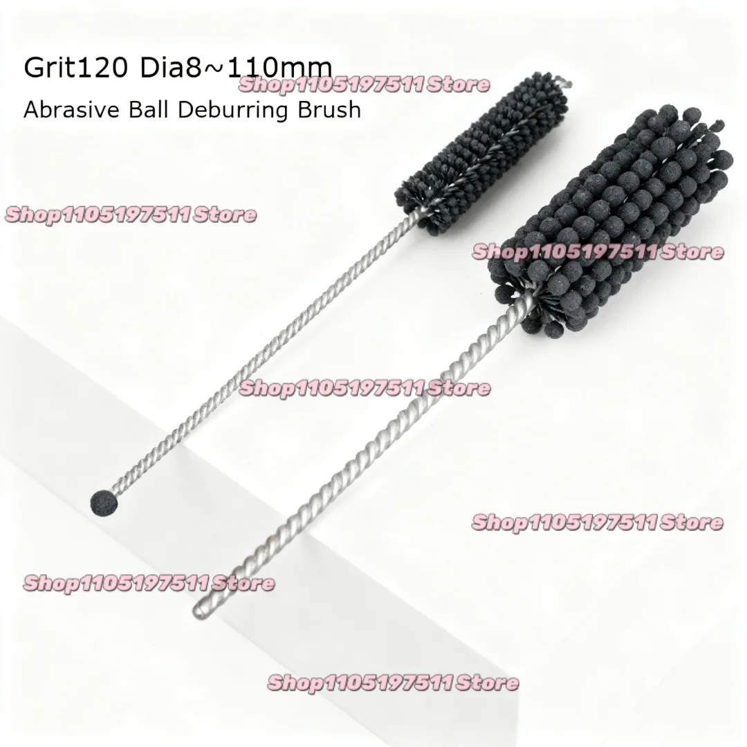 1pc Grit120 Dia8~110mm Abrasive Ball Deburring Brush Inner Hole Grinding Head Pipe Polishing Brush Tube Cleaning Cylinder Brush