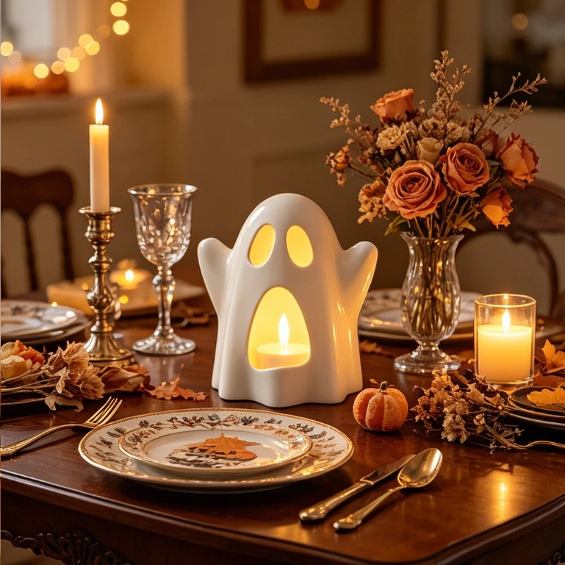 1pc Creative Cute Ghost candle lampshade , Suitable for Halloween, Christmas, Shipped Without Candle,Halloween Party Decor