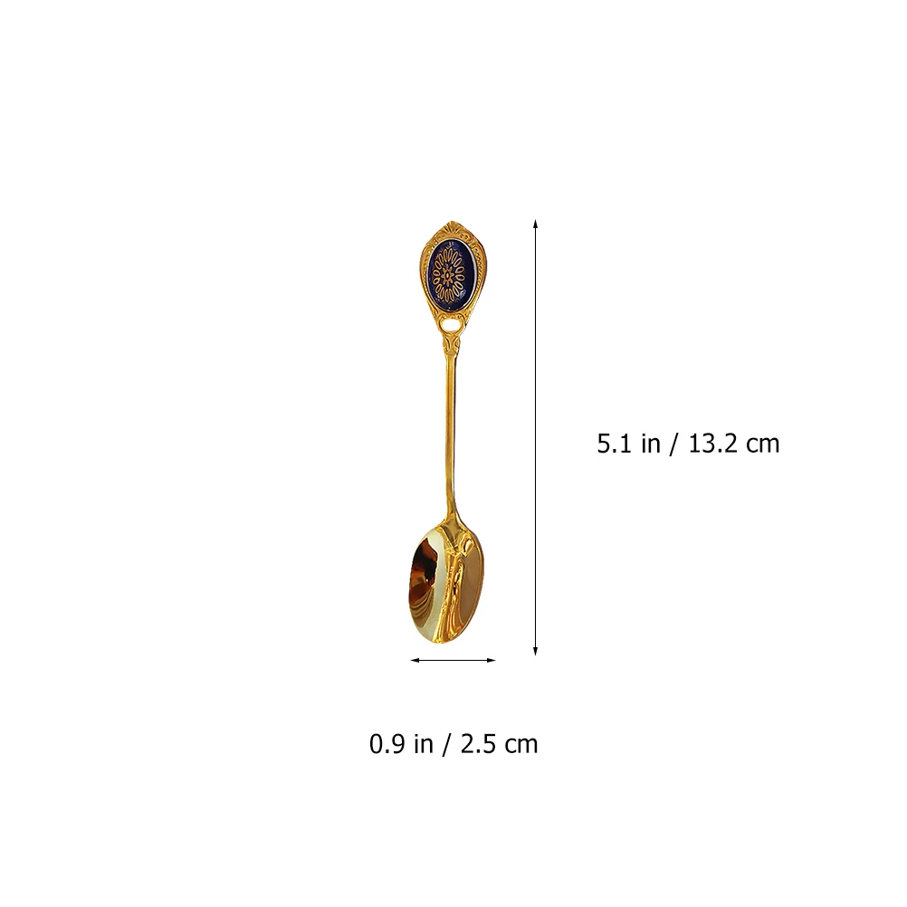 

2Pcs Retro Stainless Steel Coffee Spoons Long Handle Stirring Spoon Dessert Spoon European Luxury Style Coffee Spoons