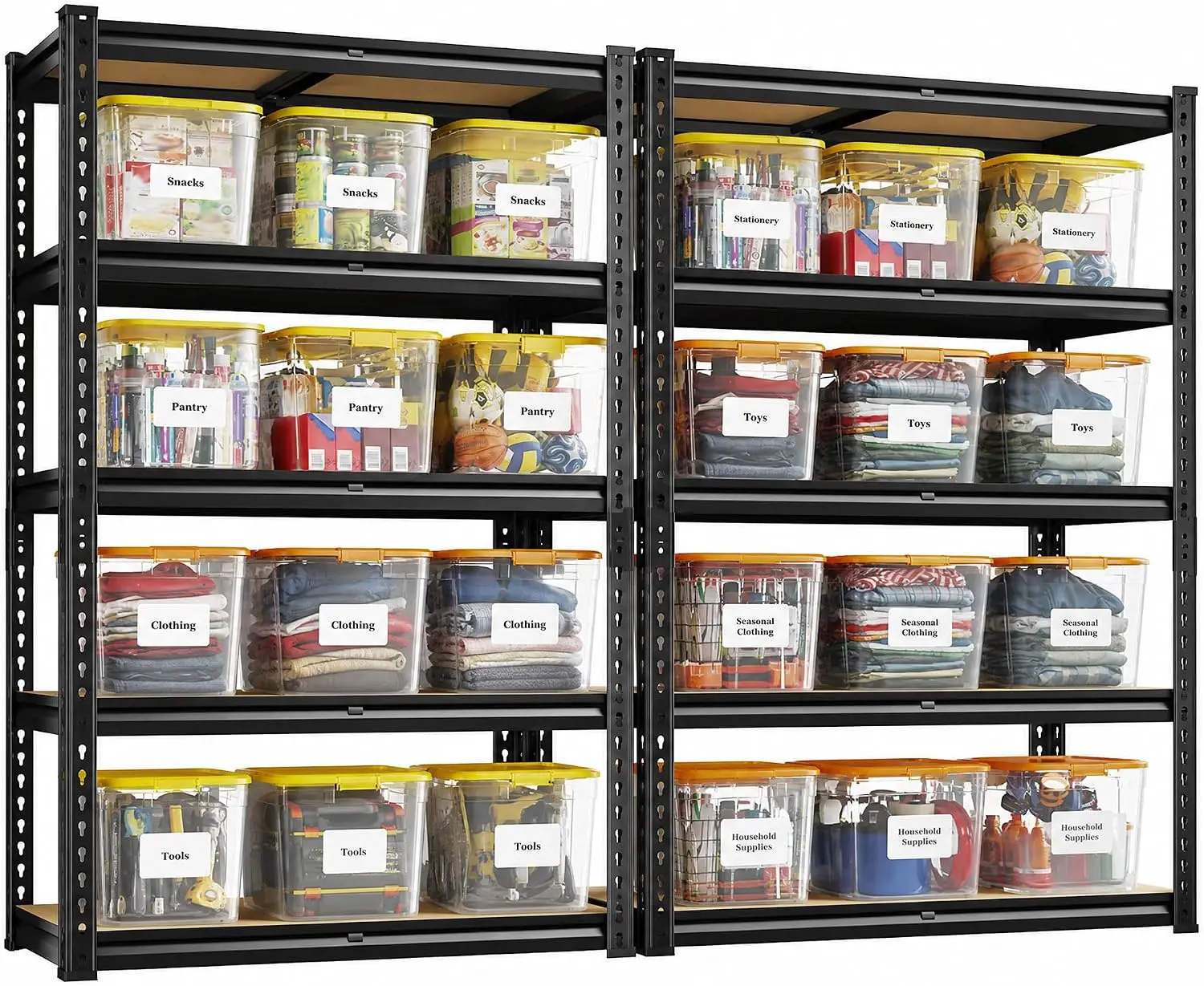 2PCS Storage Shelves,5 Tier Garage Shelving Heavy Duty,One 2000LBS | Adjustable Metal Shelving for Commercial Use,Industrial Warehouse Basement,Kitchen Pantry School Education,27.6