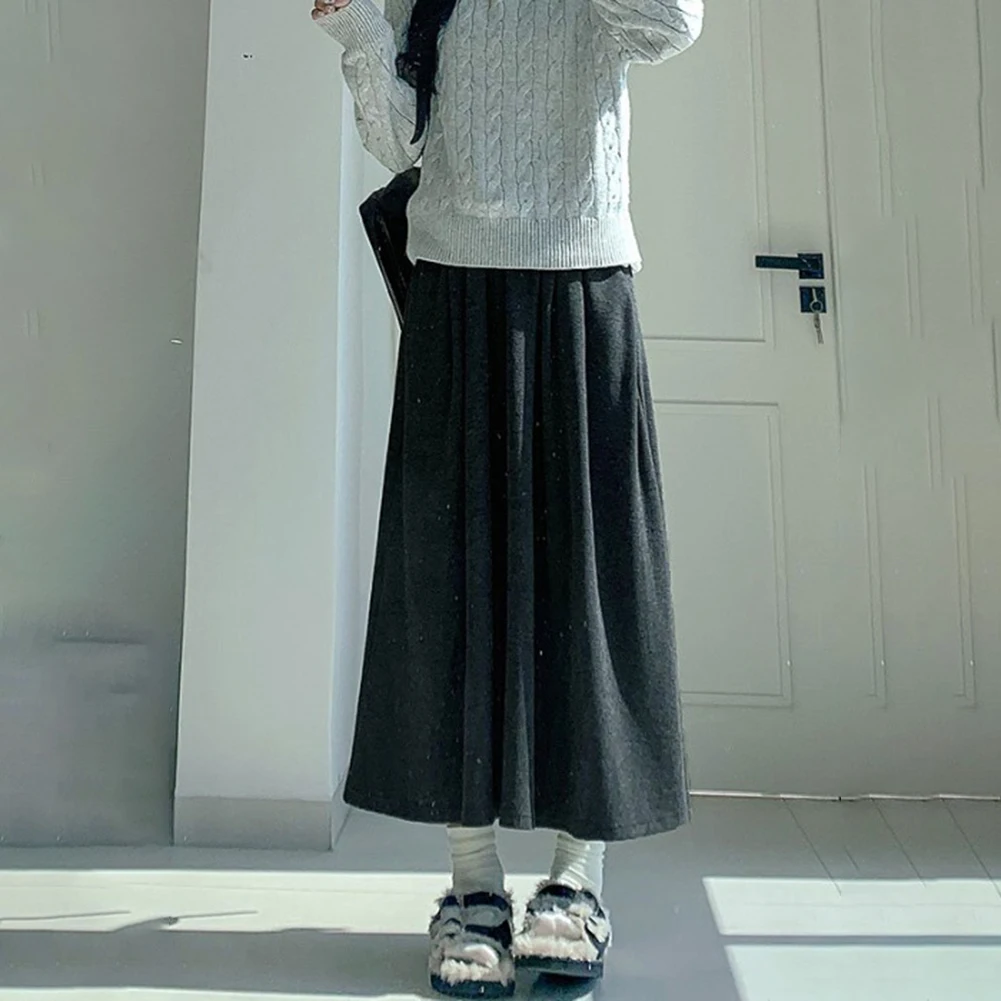 Black High Waist Skirt High Waist Loose Skirt Spring Slight Elastic Fabric Brand New Condition Comfortable Fit