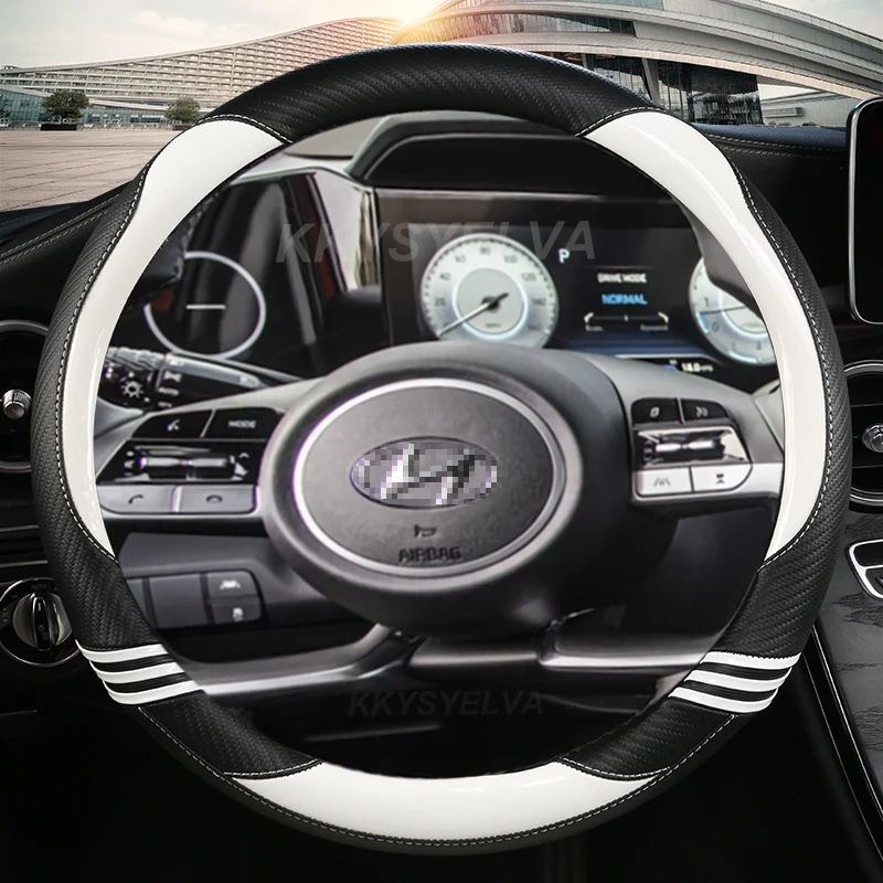 Carbon Fibre Car Steering Wheel Cover For Hyundai Tucson 2021 2022 NX4 Elantra 2020 Sonata 10th 2020 2021 2022 Auto Accessories view 3