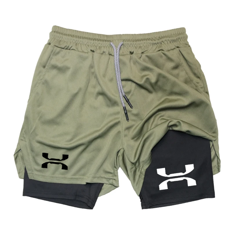 Pantalones cortos deportivos para hombre, Shorts 2 en 1 de malla de secado rápido, informales, de compresión, para correr