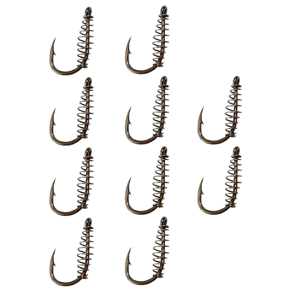 10 Pcs Spring Hook Fishing Baits Hooks Tool Tackle Professional Outside Fishhook Catfish