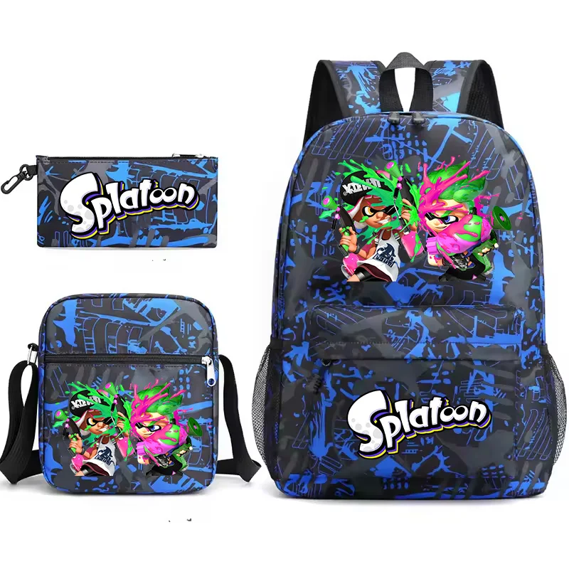 Hot Game Splatoon Kind Rugzak Studenten Jongens Meisjes Schooltassen 3 stks Set Grote Capaciteit Lichtgewicht Rugzak Reistas Mochila