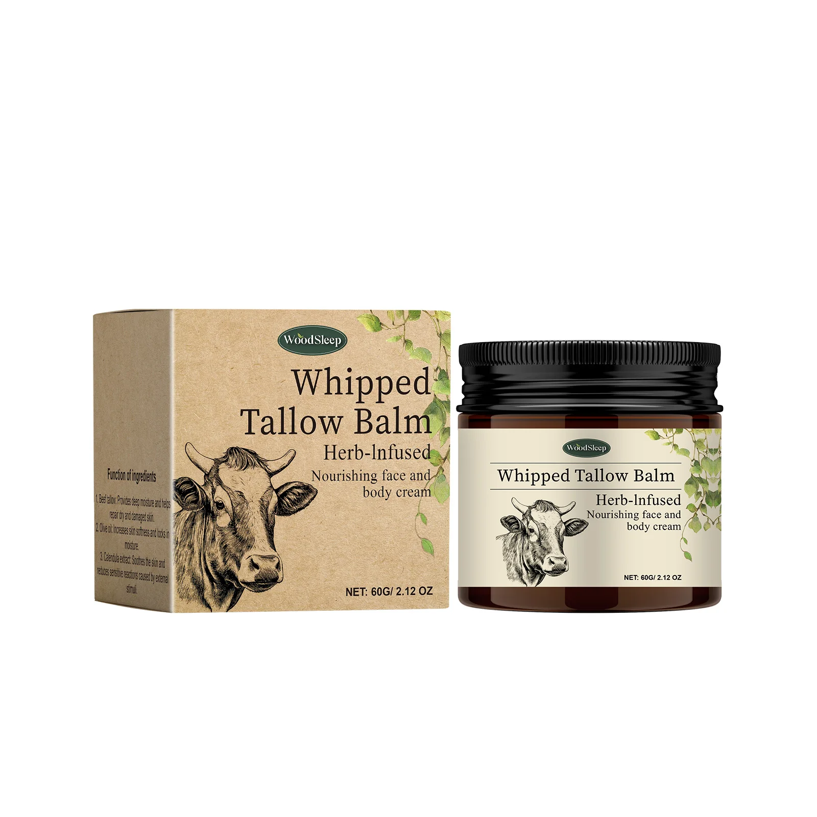 Moisturizing Whipped Tallow Balm Dry Sensitive Skin Long Lasting Hydration Gentle Tallow Cream Body Face Care Winter Moisturizer