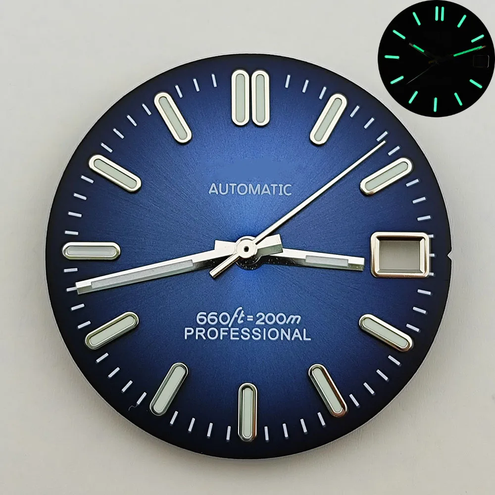 Quadrante meteorite da 28,5 mm quadrante S quadrante luminoso verde adatto per accessori per orologi con movimento NH35 NH36