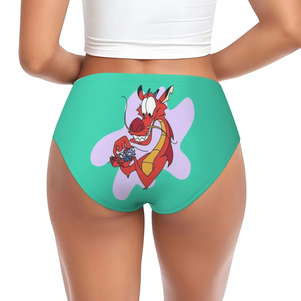 Custom Women Mushu Dragon Cute Brief Panties Female Stretch Underwear Underpants