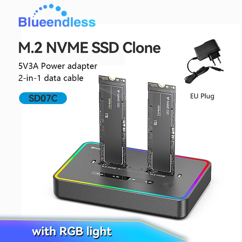 Blueendless デュアルベイ M.2 NVME SSD クローン ドッキング